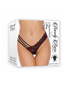Barely Bare BARELY BARE ASYMMETRICAL THONG PANTY  BLACK & RED O/S