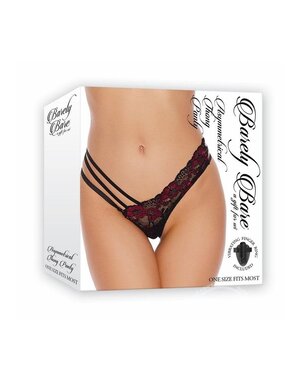 Barely Bare BARELY BARE ASYMMETRICAL THONG PANTY  BLACK & RED O/S