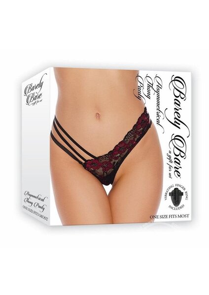 Barely Bare BARELY BARE ASYMMETRICAL THONG PANTY  BLACK & RED O/S