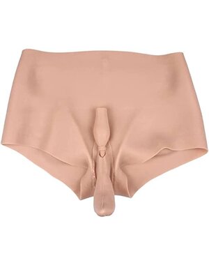  SILICONE REALISTIC FALSE PUSSY BRIEFS WHITE W/ VAGINAL SLEEVE