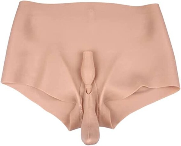 SILICONE REALISTIC FALSE PUSSY BRIEFS WHITE W/ VAGINAL SLEEVE