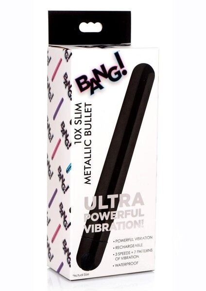 XR Brands BANG! 10X SLIM METALLIC BULLET BLACK