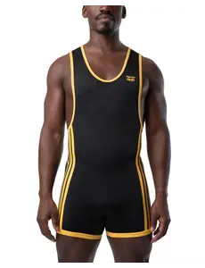 NASTY PIG NASTY PIG INDUCTION SINGLET BLACK & ELECTRIC YELLOW