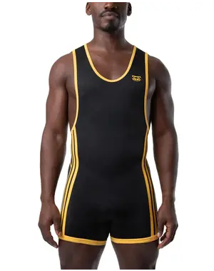 NASTY PIG NASTY PIG INDUCTION SINGLET BLACK & ELECTRIC YELLOW
