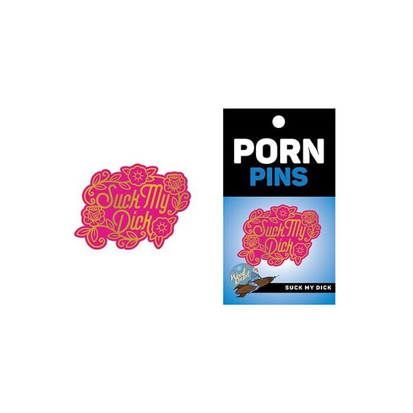 WOOD ROCKET WOOD ROCKET SUCK MY DICK ENAMEL PIN PINK & GOLD