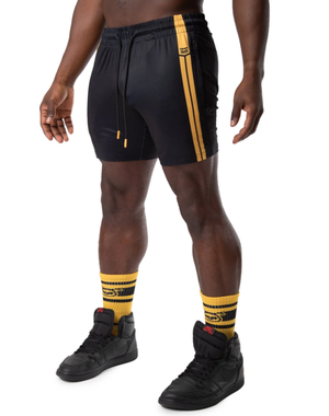 NASTY PIG NASTY PIG INDUCTION RUGBY SHORT BLACK & ELECTRIC YELLOW