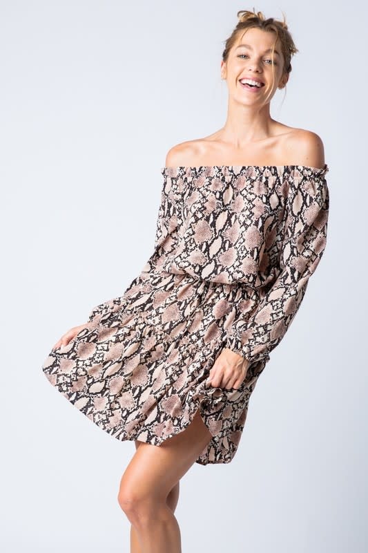 Off the shoulder snake print dress Clearance