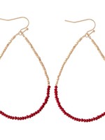 Red Dainty Beaded Teardrop Earrings