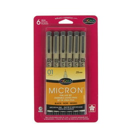 Sakura Sakura Pigma Micron 01, Fine Set of 6, Black