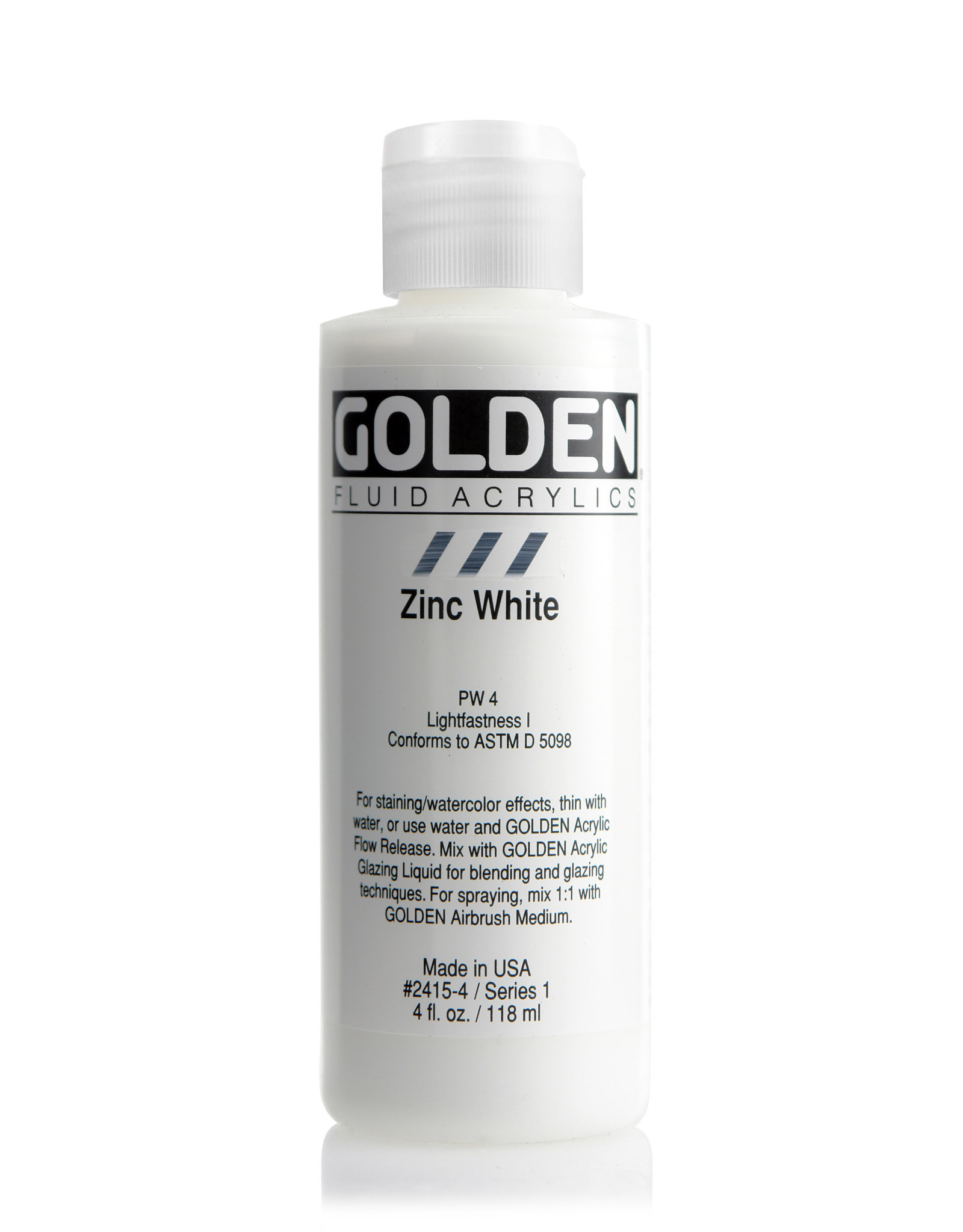 Golden Golden Fluid Acrylics, Zinc White 4oz Cylinder