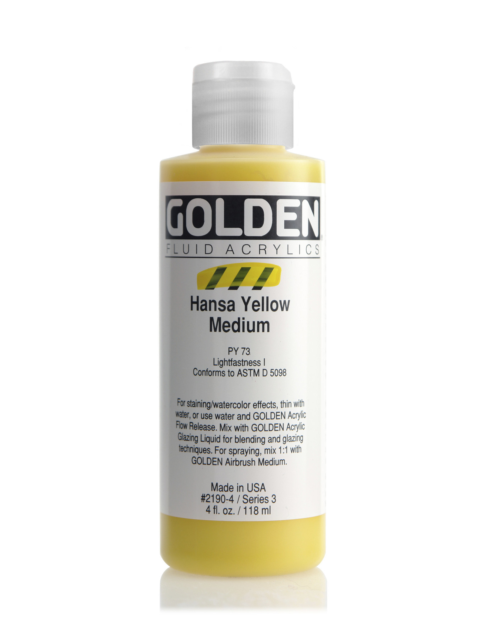 Golden Golden Fluid Acrylics, Hansa Yellow Medium 4oz Cylinder