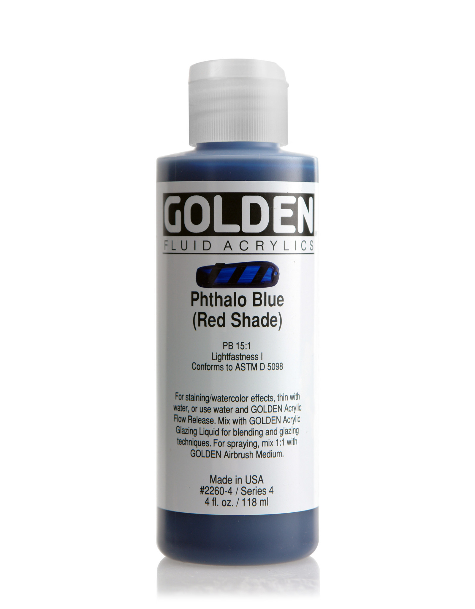 Golden Golden Fluid Acrylics, Phthalo Blue (Red Shade) 4oz Cylinder