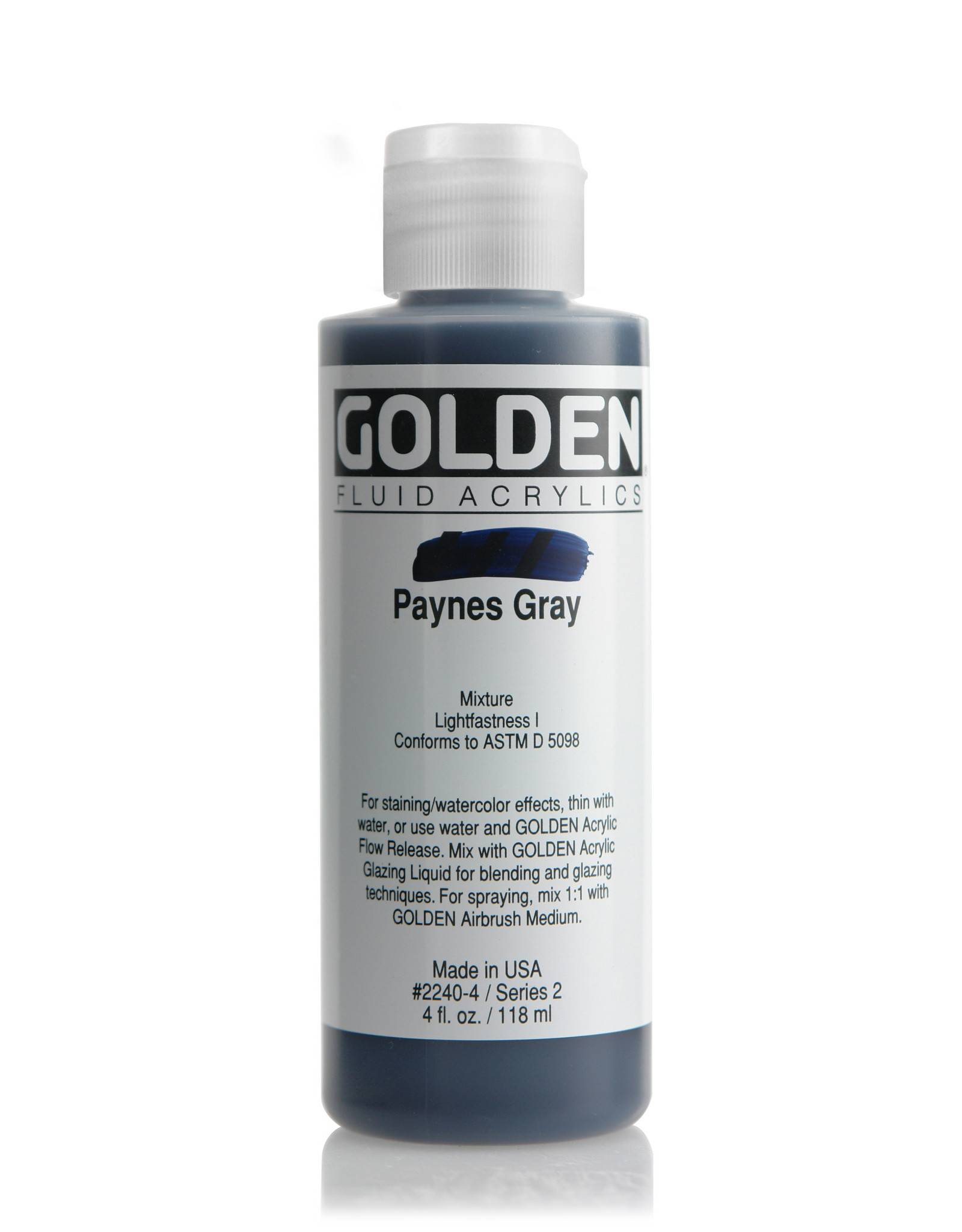 Golden Golden Fluid Acrylics, Paynes Gray 4oz Cylinder