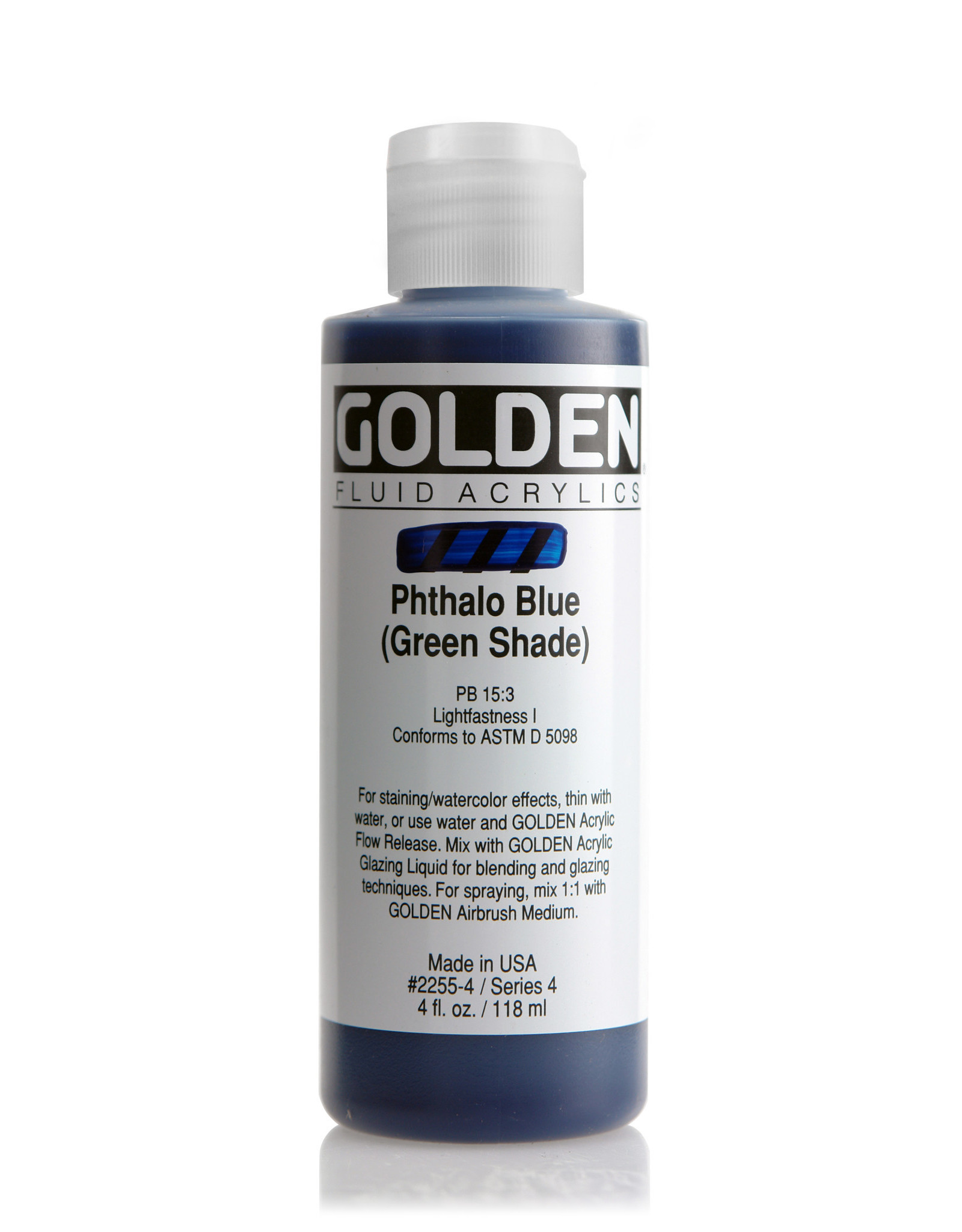 Golden Golden Fluid Acrylics, Phthalo Blue (Green Shdae) 4oz Cylinder