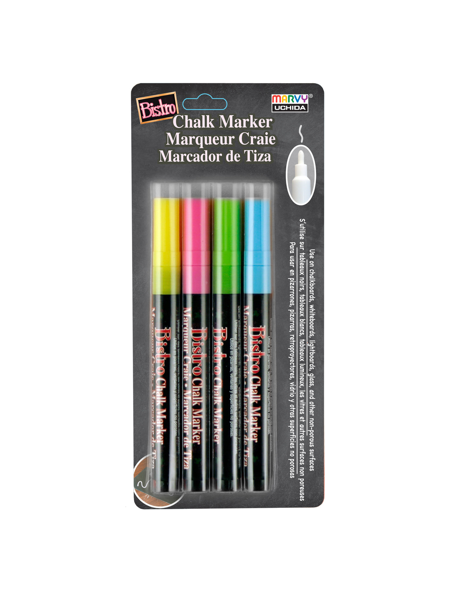 Uchida Uchida Bistro Chalk Marker, Fine Fluorescent Set of 4