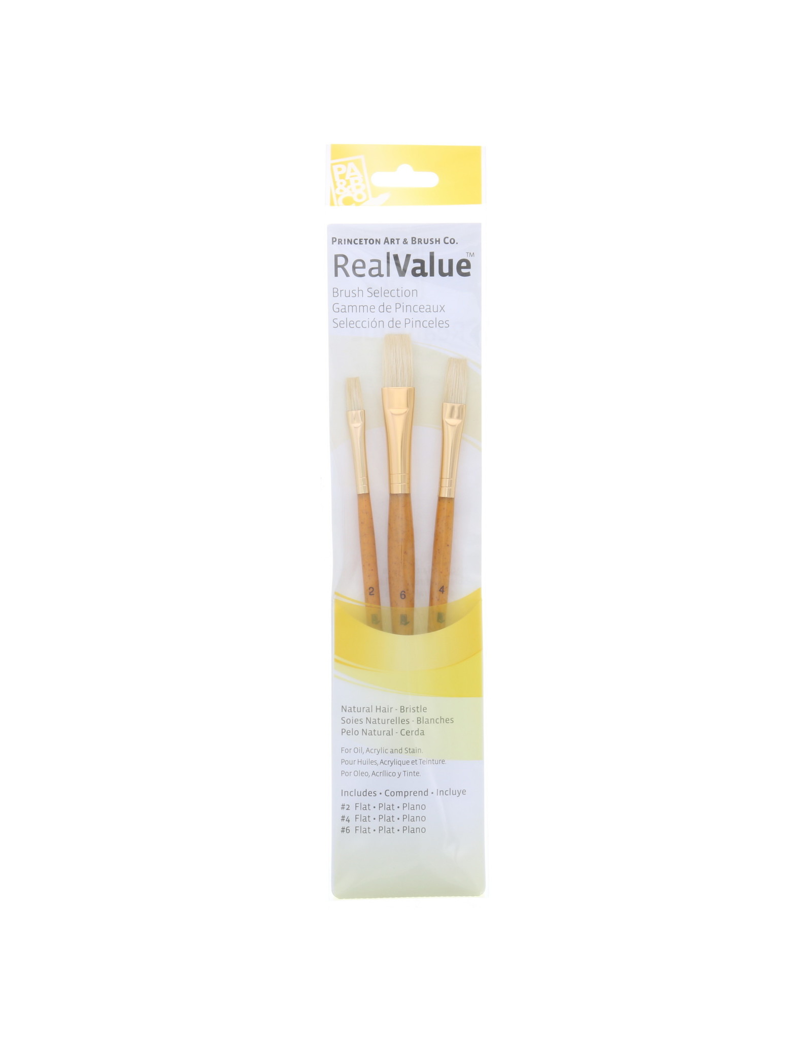Princeton Princeton Real Value 3-Piece Natural Brush Set with 3 Flat Brushes