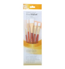 Princeton Princeton Real Value 5-Piece White Taklon Set with 1 Round Brush, 1 Liner Brush, 1 Angle Shader Brush and 2 Wash Brushes