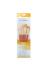 Princeton Princeton Real Value 6-Piece Gold Taklon Set with 3 Round Brushes, 1 Liner Brush, 1 Angle Shader Brush and 1 Wash Brush