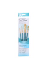 Princeton Princeton Real Value 4-Piece Gold Taklon Set with 2 Round Brushes, 1 Wash Brush and 1 Flat Brush