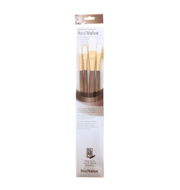 Princeton Princeton Real Value 4-Piece White Taklon Set with 1 Round Brush, 1 Bright Brush, 1 Filbert Brush and 1 Flat Brush