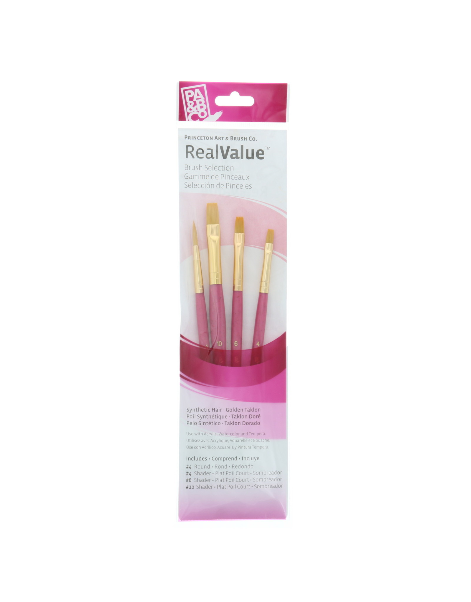 Princeton Princeton Real Value 4-Piece Gold Taklon Set with 1 Round Brush and 3 Shader Brushes