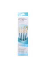 Princeton Princeton Real Value 4-Piece Gold Taklon Set with 1 Round Brush, 1 Liner Brush, 1 Shader Brush and 1 Angle Shader Brush