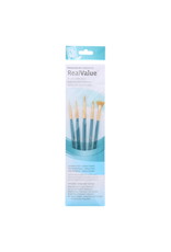 Princeton Princeton Real Value 5-Piece Gold Taklon Set with 2 Round Brushes, 1 Liner Brush, 1 Fan Brush and 1 Angle Shader Brush