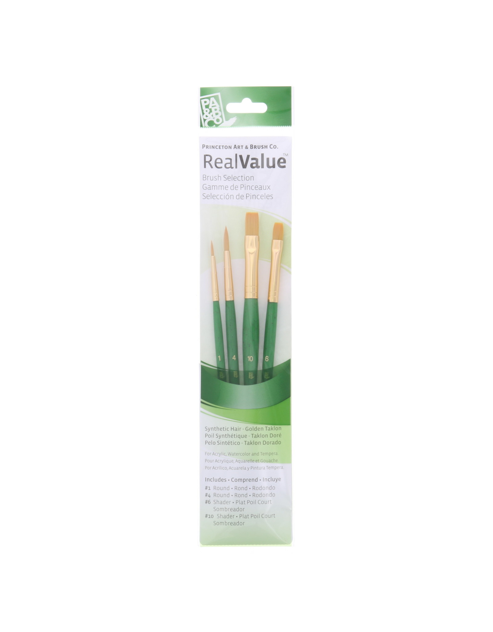 Princeton Princeton Real Value 4-Piece Gold Taklon Set with 2 Round Brushes and 2 Shader Brushes