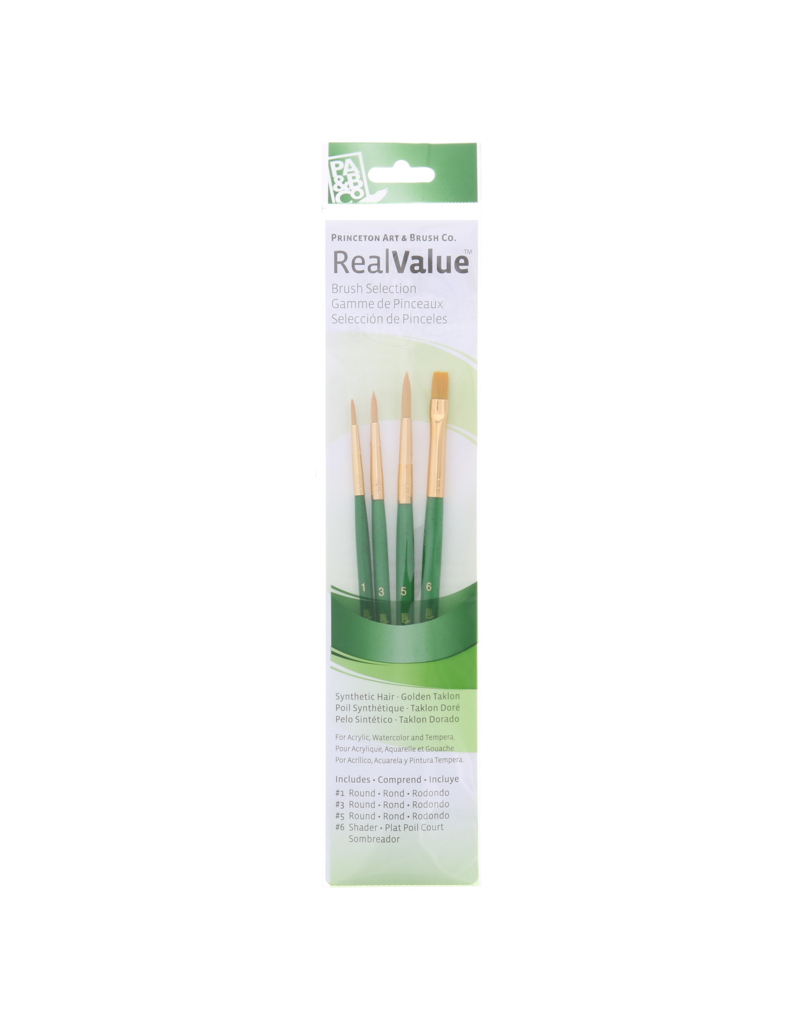 Princeton Princeton Real Value 4-Piece Gold Taklon Set with 3 Round Brushes and 1 Shader Brush