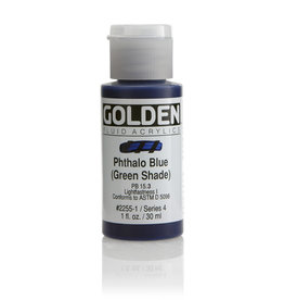 Golden Golden Fluid Acrylics, Phthalo Blue (Green Shade) 1oz Cylinder
