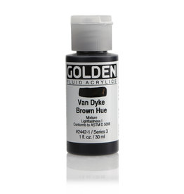 Golden Golden Fluid Acrylics, Van Dyke Brown Historical Hue 1oz Cylinder