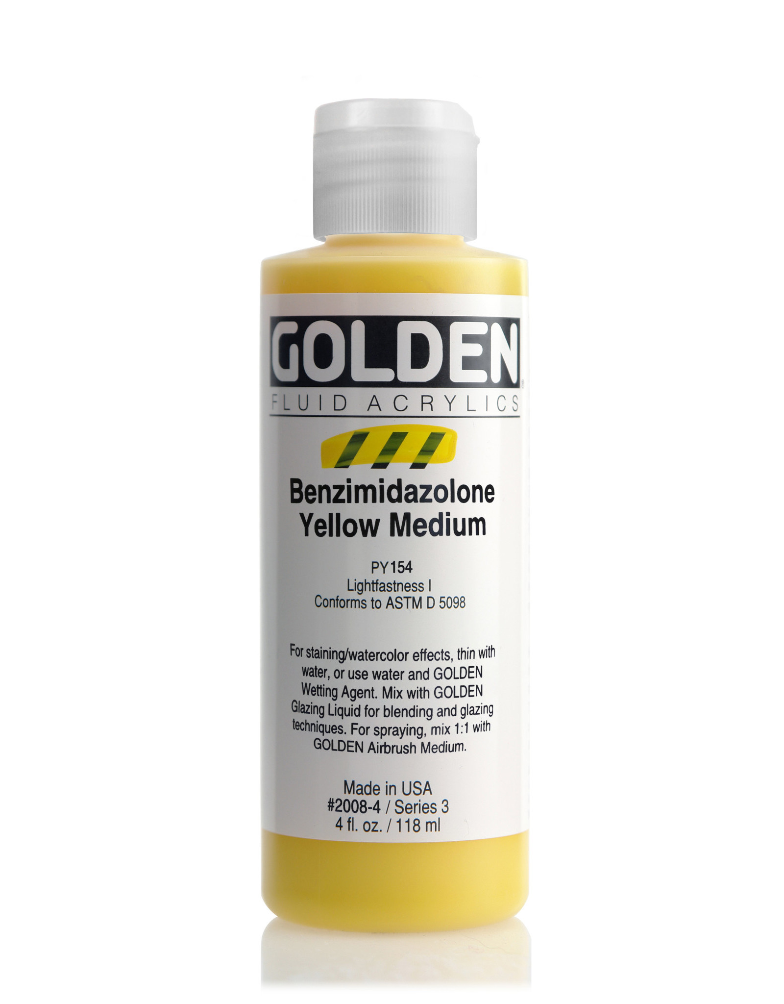 Golden Golden Fluid Acrylics, Benzimidazolone Yellow Medium 4oz Cylinder