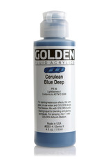 Golden Golden Fluid Acrylics, Cerulean Blue Deep 4oz Cylinder