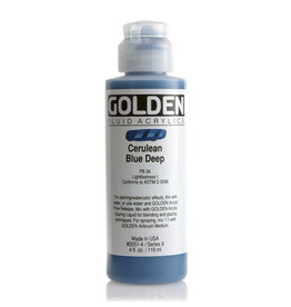 Golden Golden Fluid Acrylics, Cerulean Blue Deep 4oz Cylinder