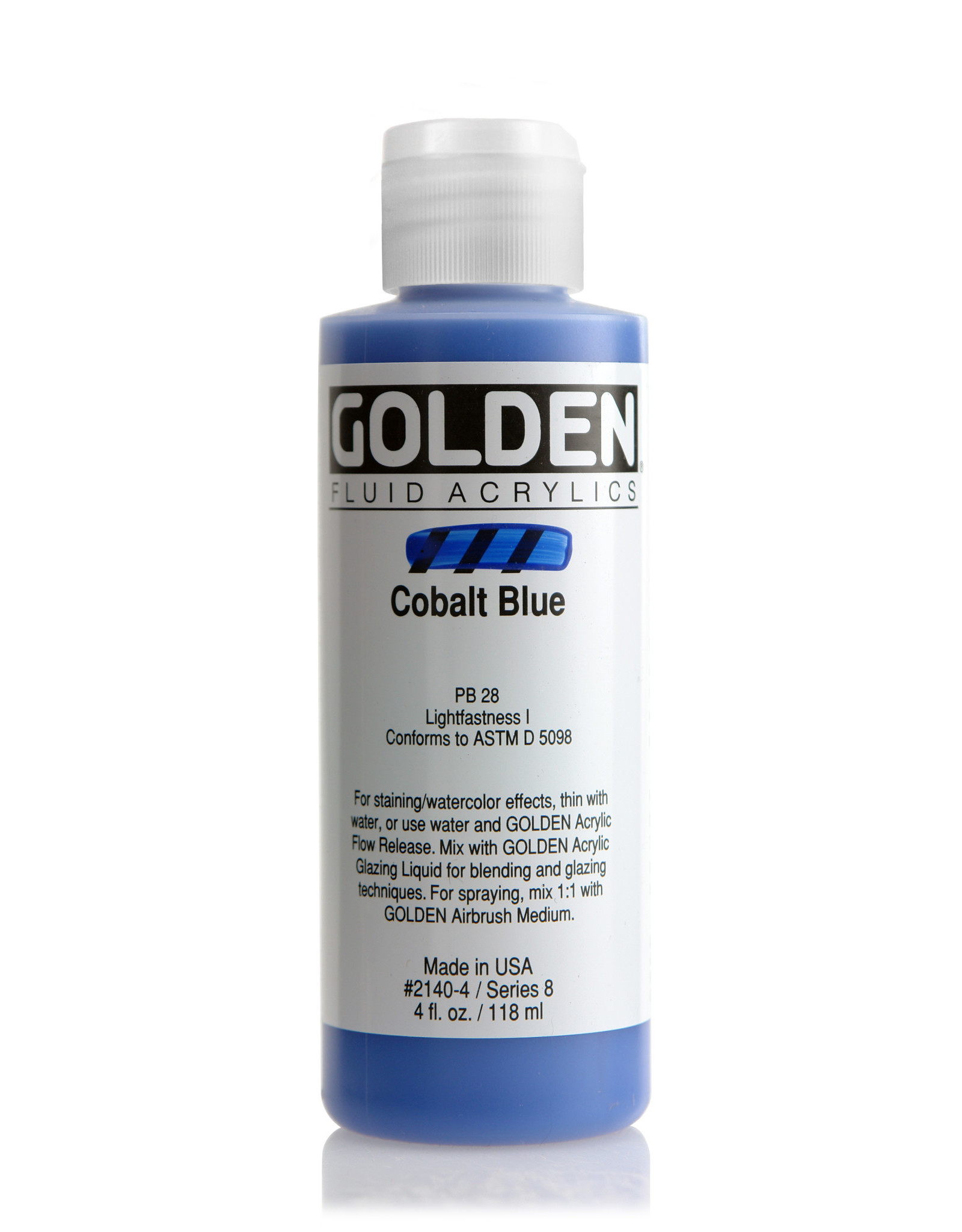 Golden Golden Fluid Acrylics, Cobalt Blue 4oz Cylinder