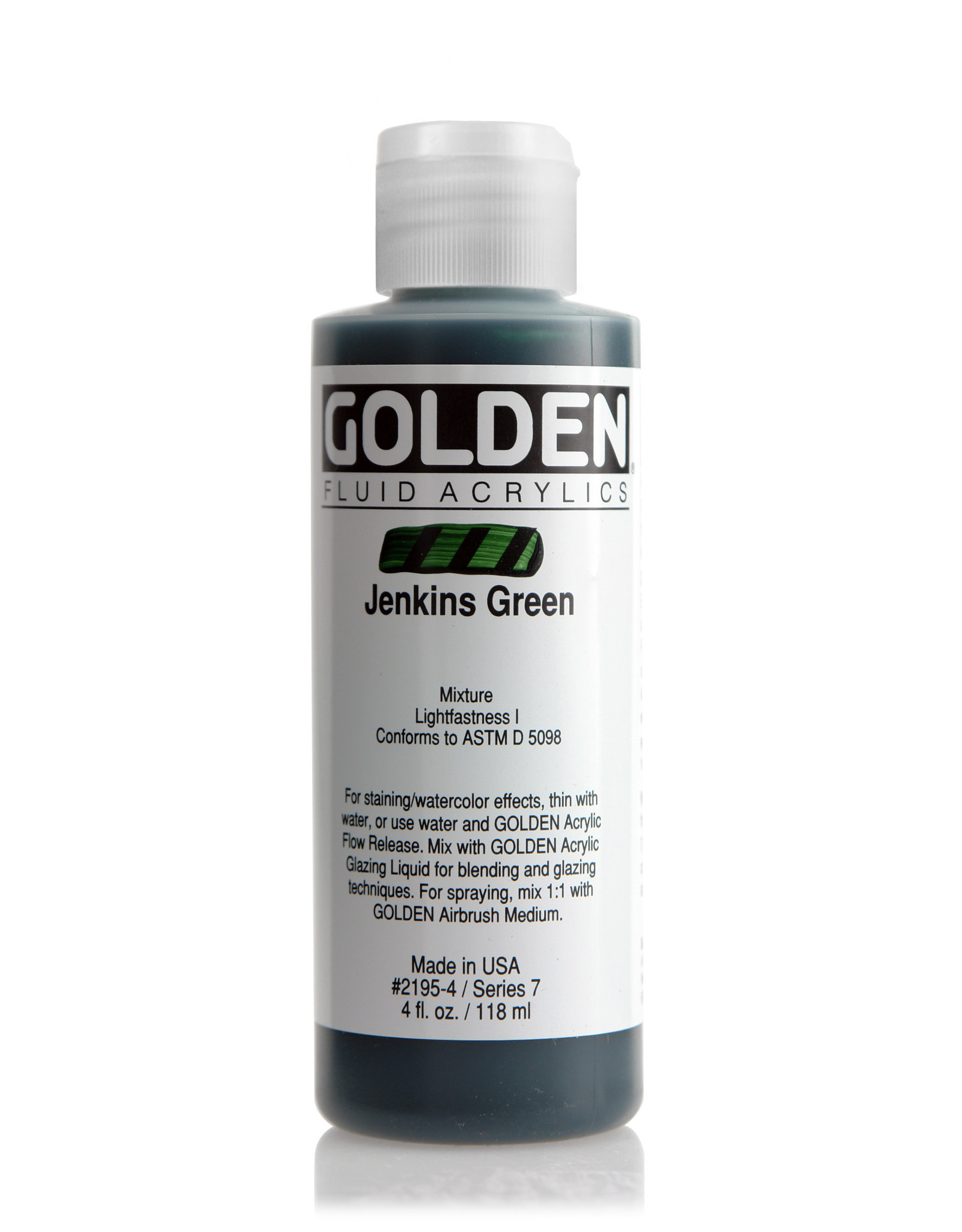 Golden Golden Fluid Acrylics, Jenkins Green 4oz Cylinder