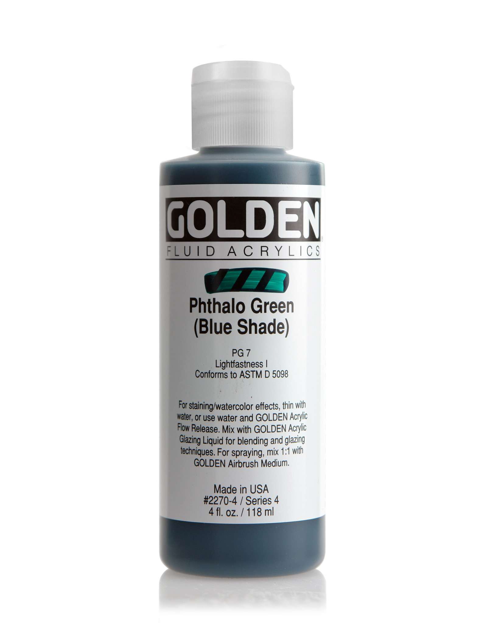 Golden Golden Fluid Acrylics, Phthalo Green (Blue Shade) 4oz Cylinder