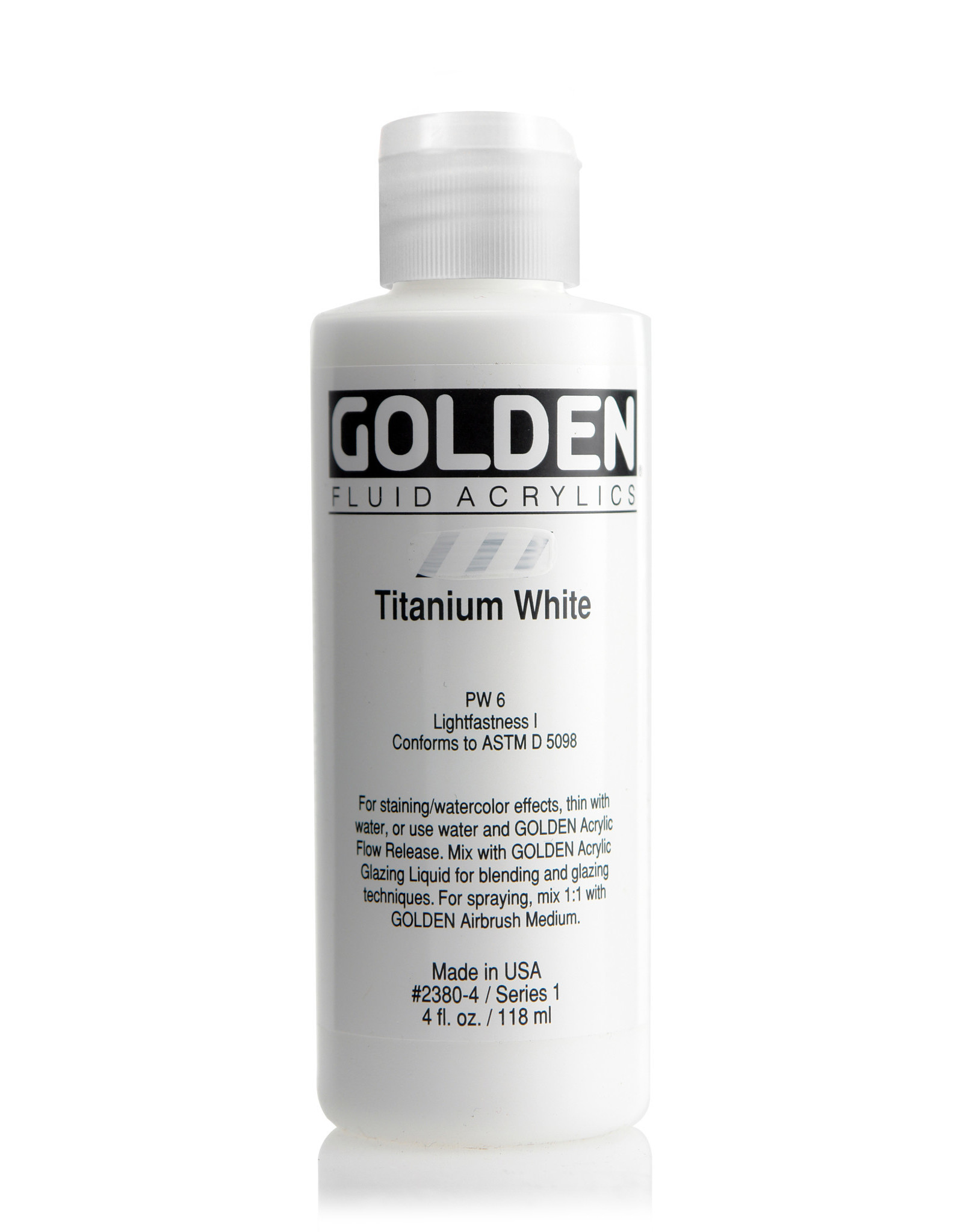 Golden Golden Fluid Acrylics, Titanium White 4oz Cylinder