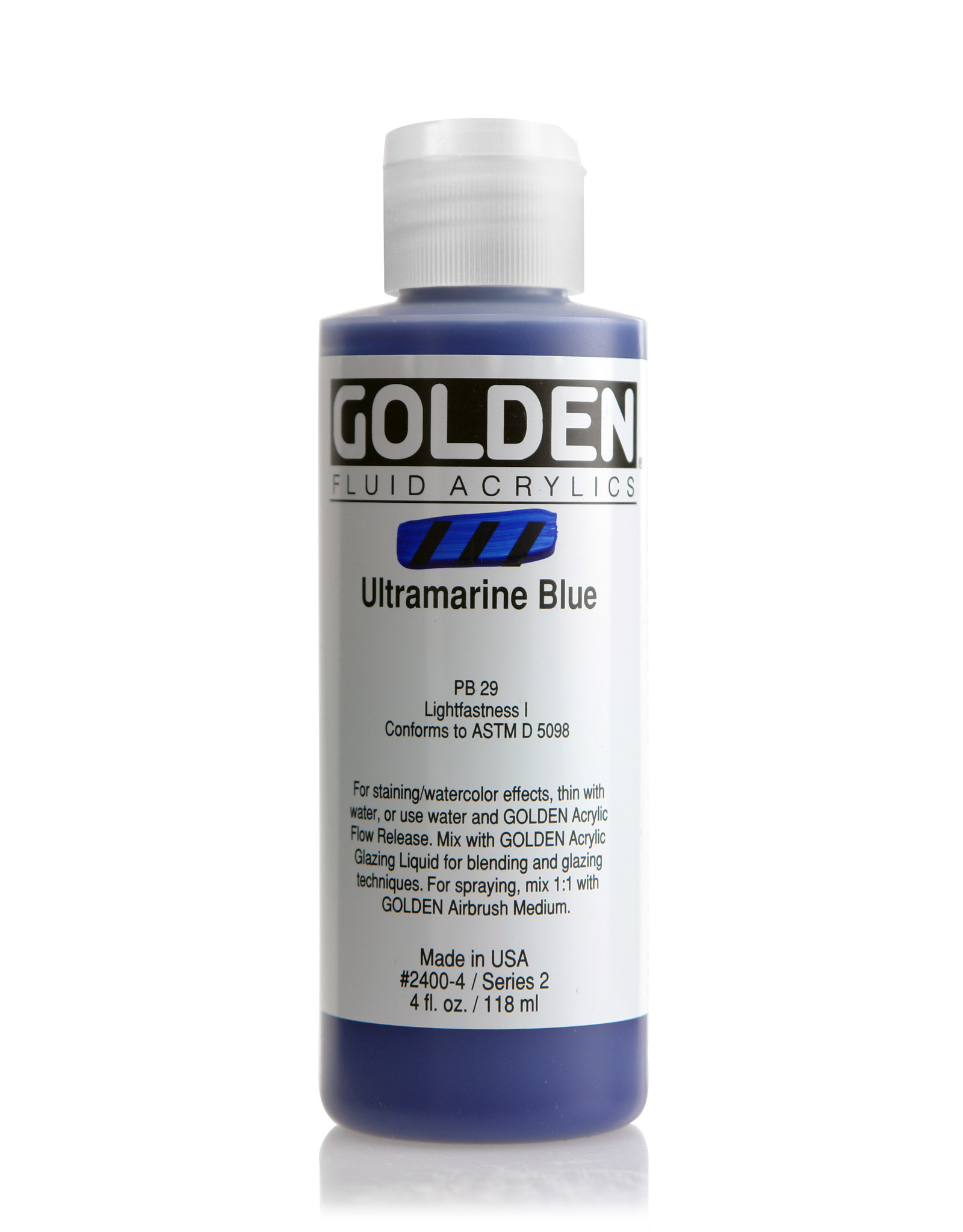 Golden Golden Fluid Acrylics, Ultramarine Blue 4oz Cylinder
