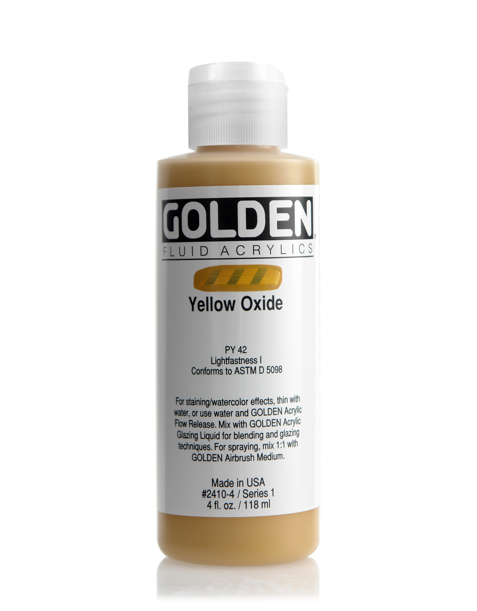 Golden Golden Fluid Acrylics, Yellow Oxide 4oz Cylinder