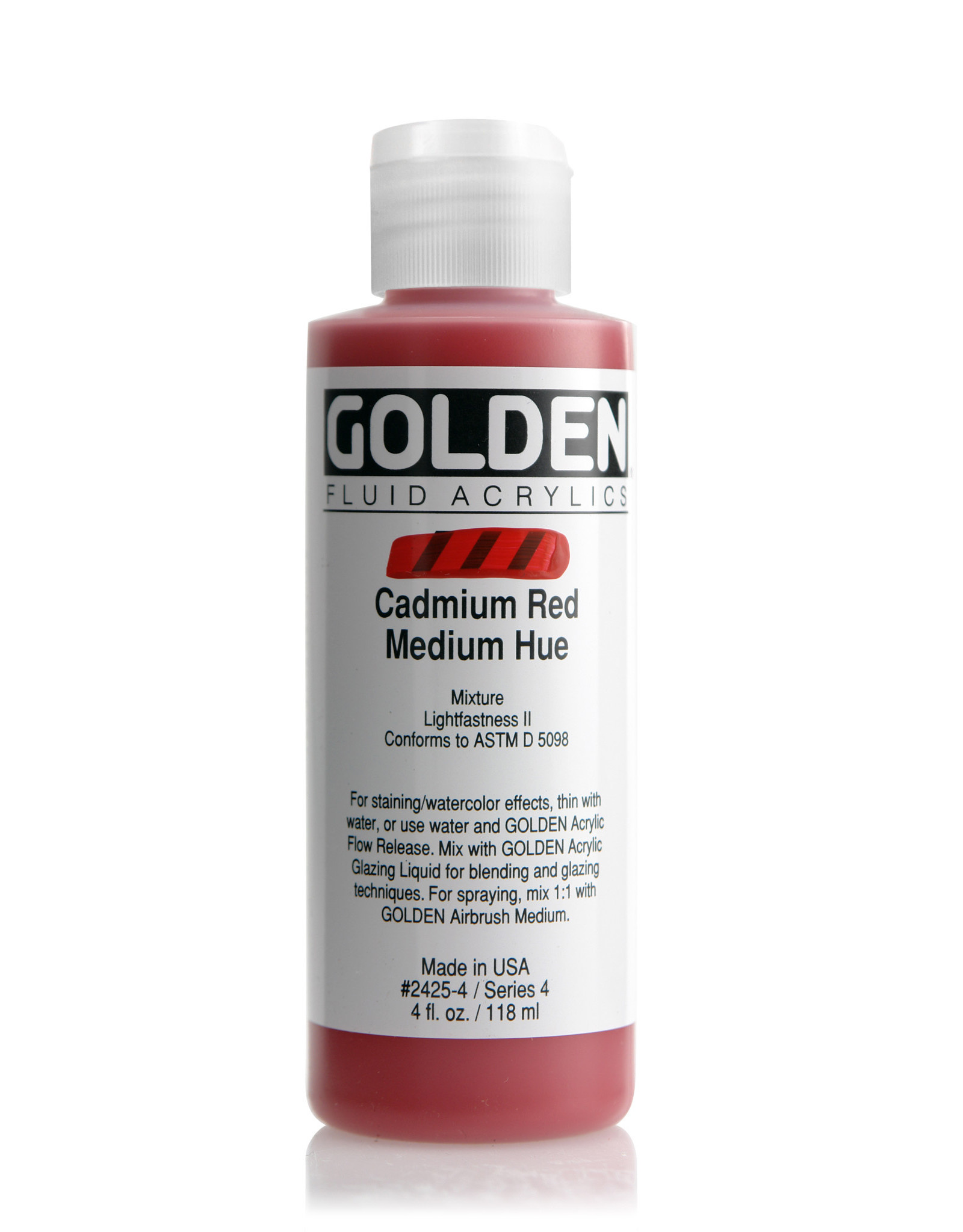 Golden Golden Fluid Acrylics, Cadmium Red Medium Hue 4oz Cylinder