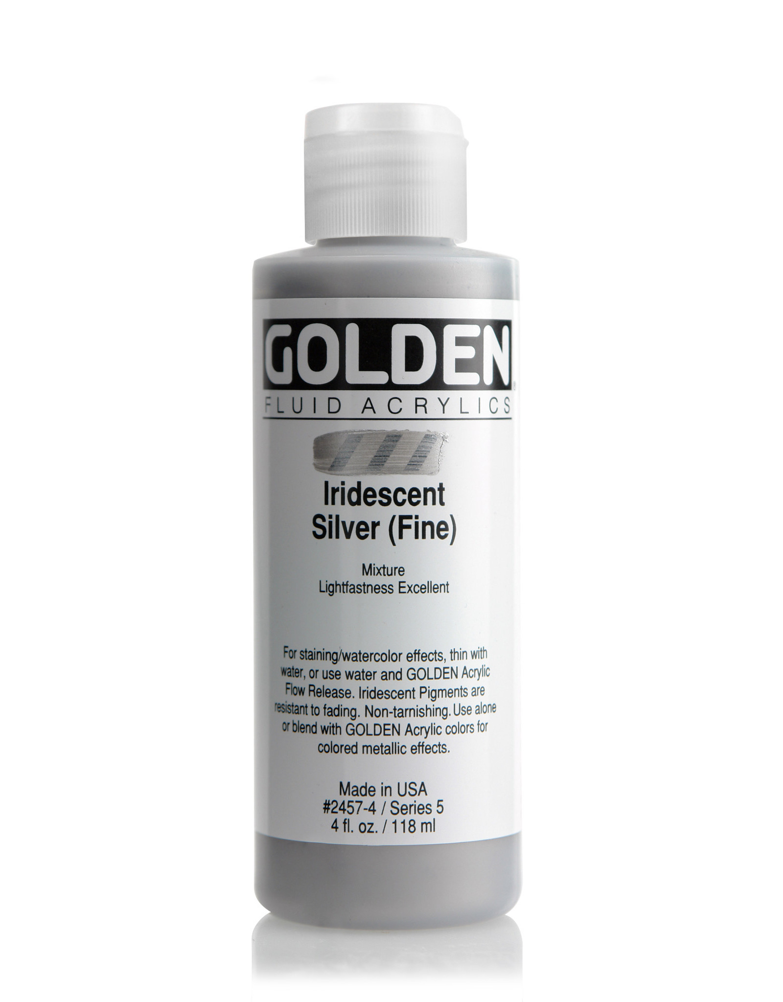 Golden Golden Fluid Acrylics, Iridescent Silver (Fine) 4oz Cylinder