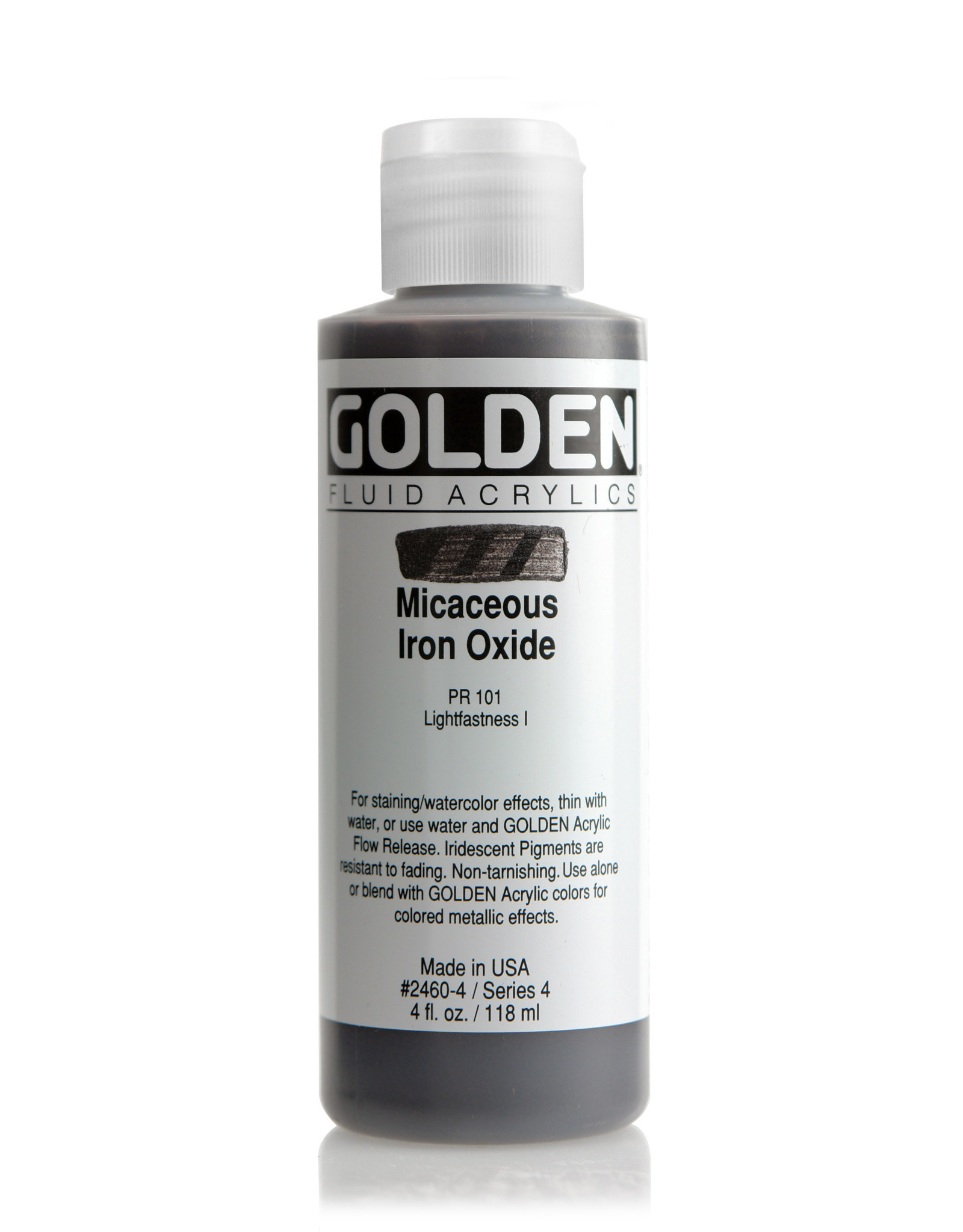 Golden Golden Fluid Acrylics, Iridescent Micaceous Iron Oxide 4oz Cylinder