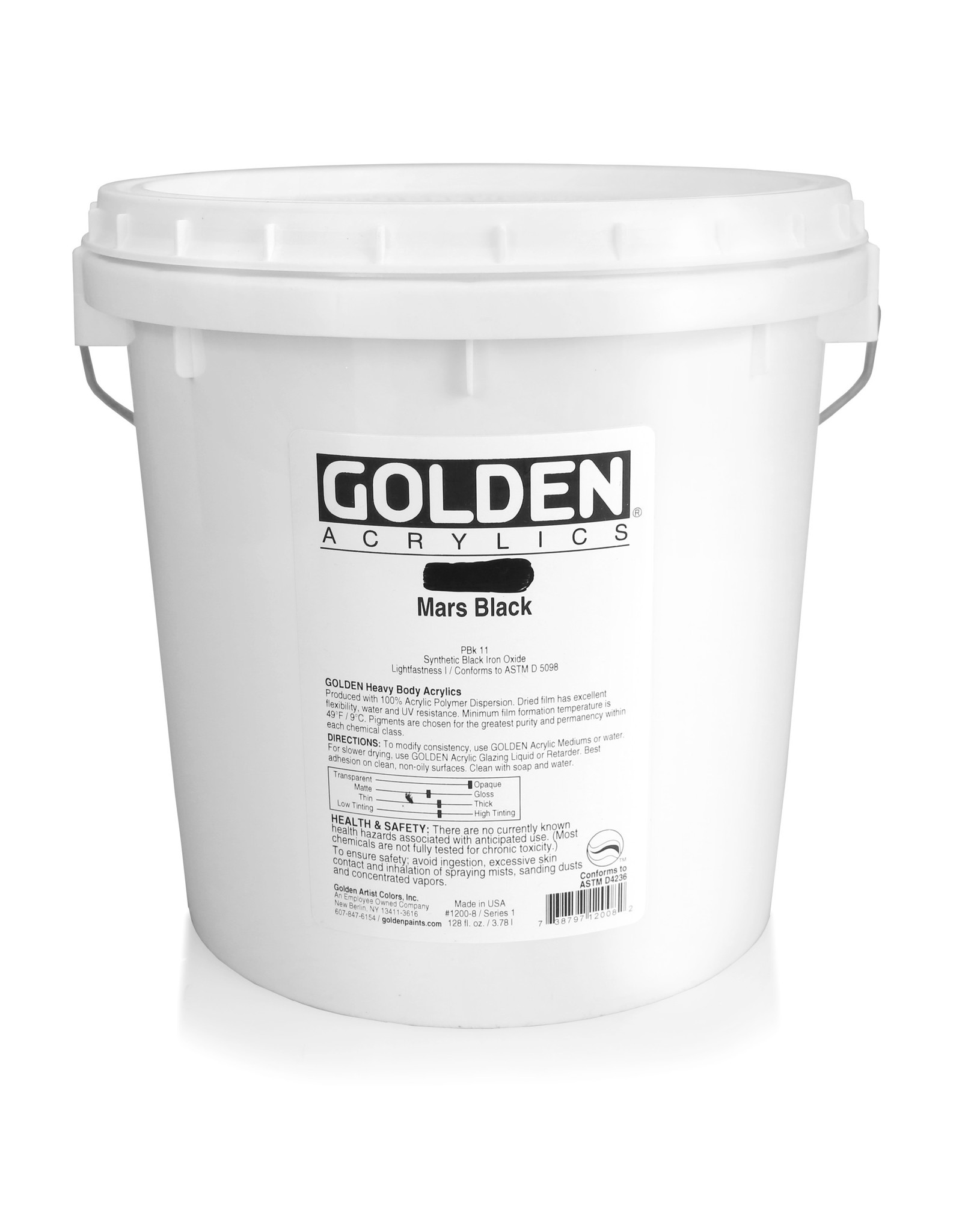 Golden CLEARANCE Golden Heavy Body Acrylic Paint, Mars Black, 128oz
