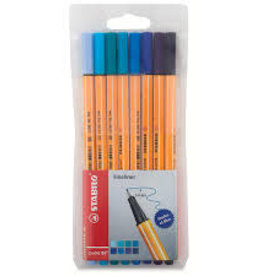STABILO Point 88 Pen Sets, 8-Color Set Shades of Blue