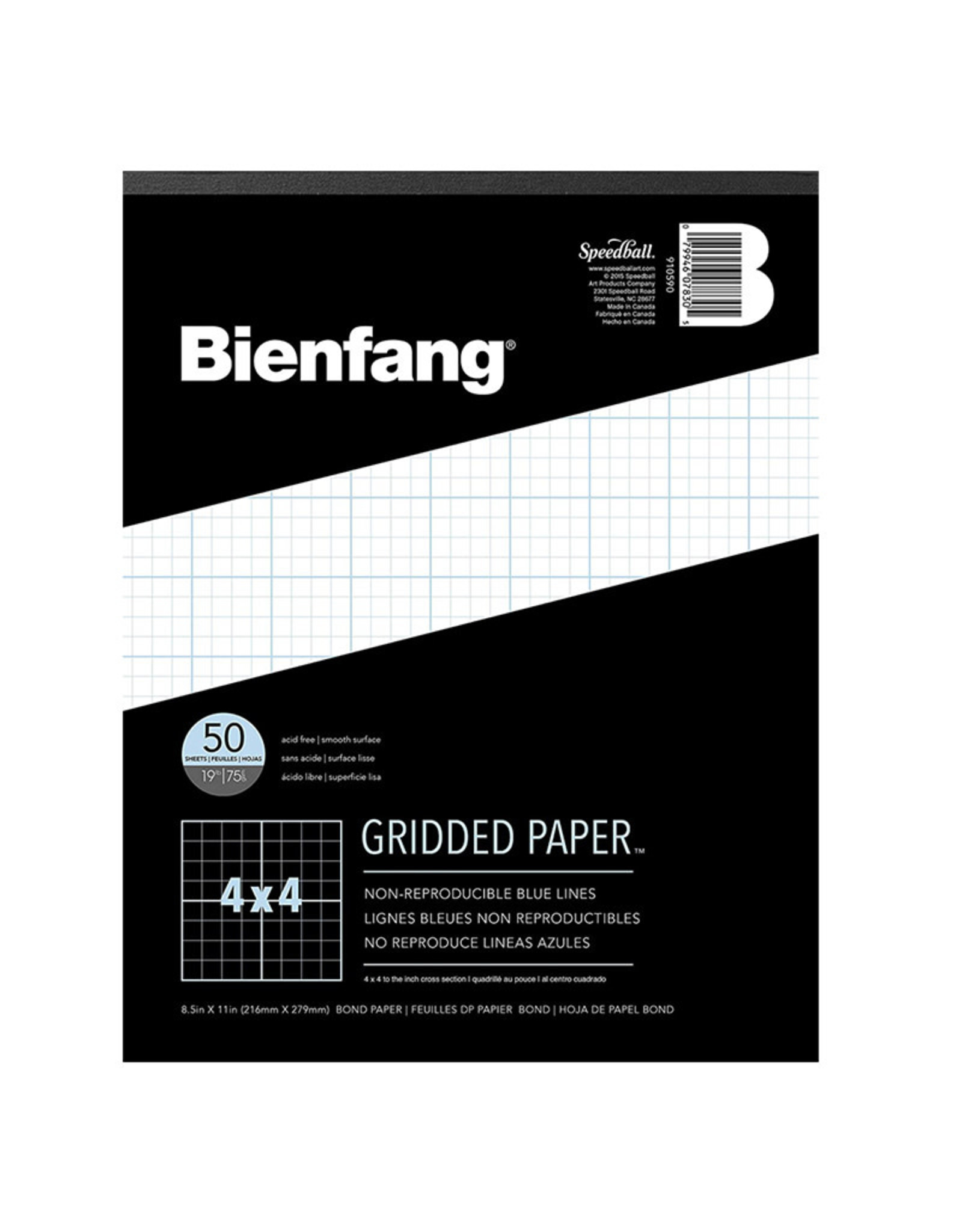 Bienfang Bienfang Designer Grid Paper Pad, 4x4 Grid, 50 sheets, 8½” x 11”