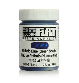 Golden Golden SoFlat Acrylic Paint, Phthalo Blue (Green Shade) 2oz