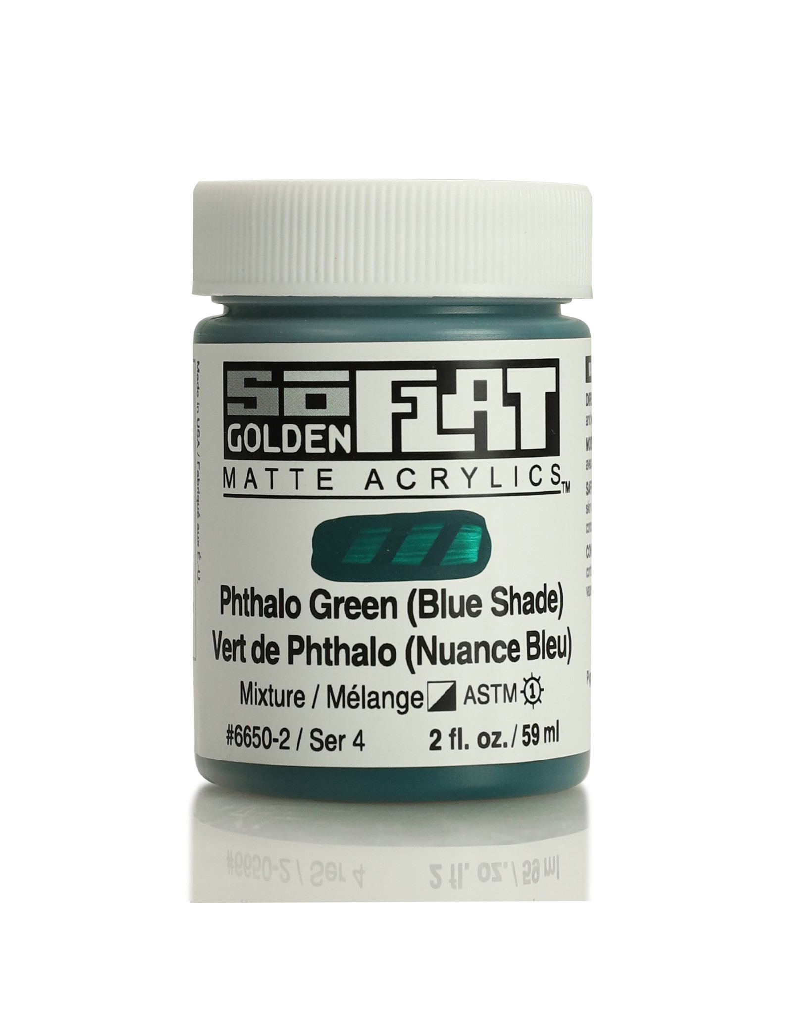Golden Golden SoFlat Acrylic Paint, Phthalo Green (Blue Shade) 2oz