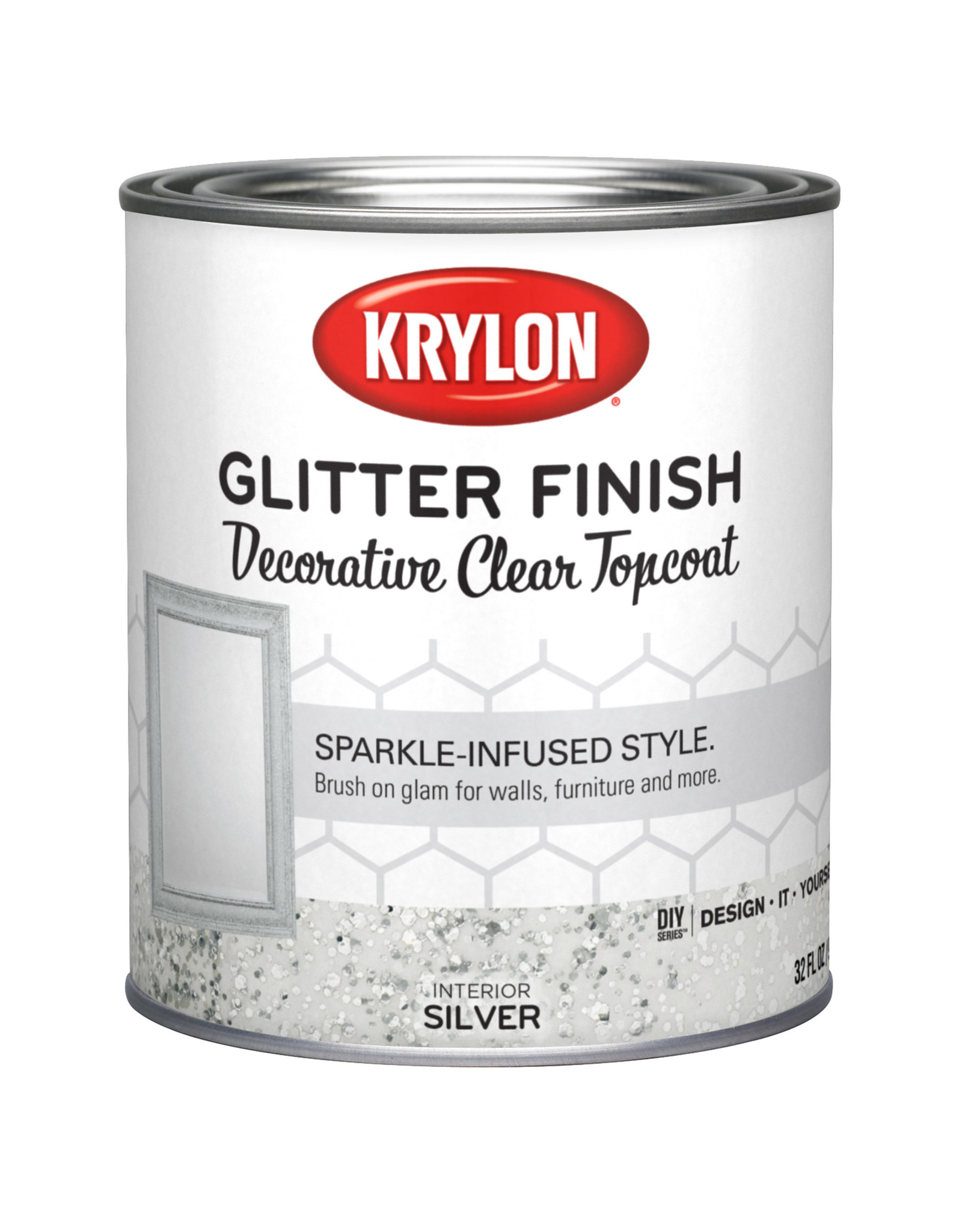 CLEARANCE Krylon Silver Glitter Finish Top Coat Quart