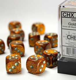 Glitter 16mm d6 Gold/silver Dice Block™ (12 dice)